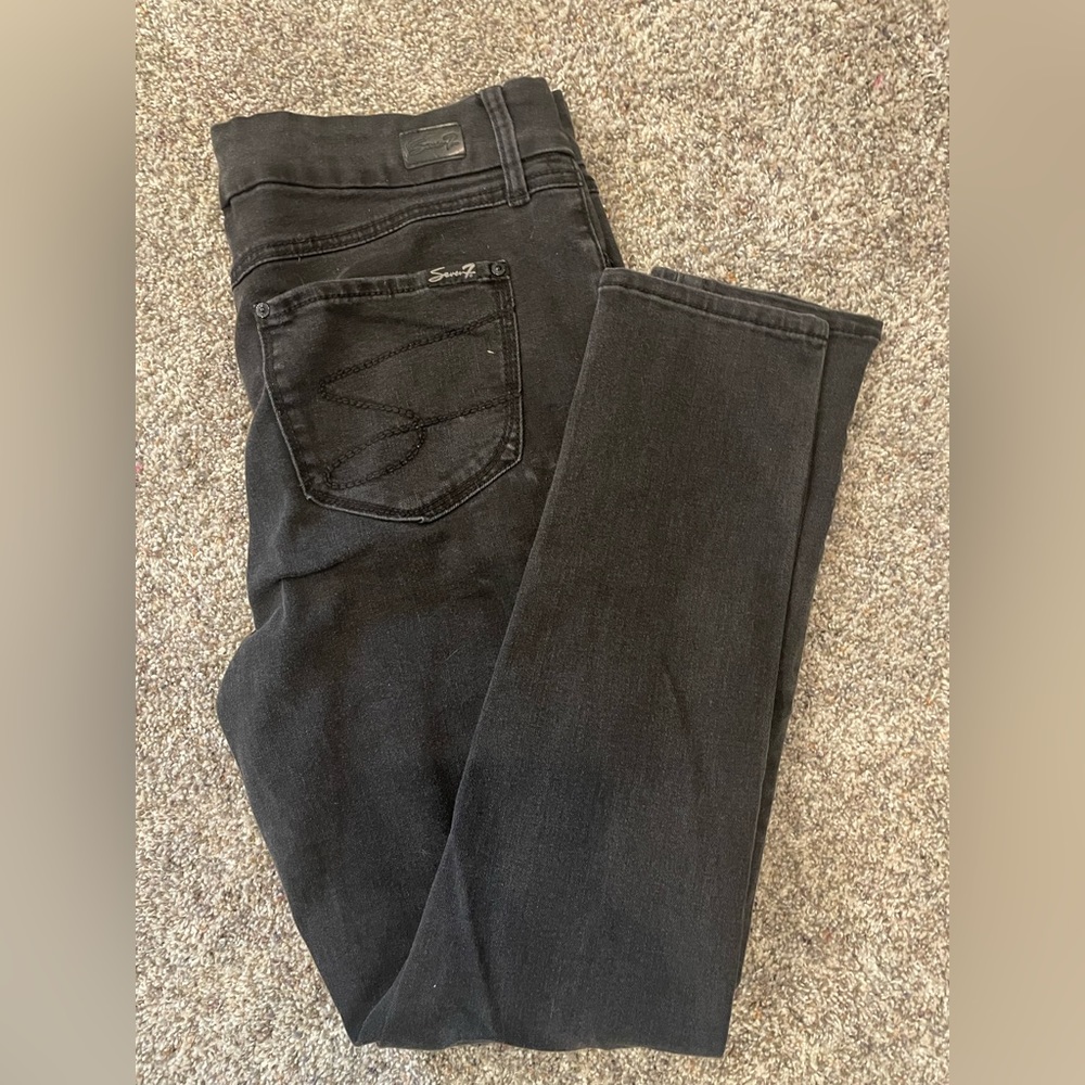 Seven black denim jeans ripped skinny size 14
